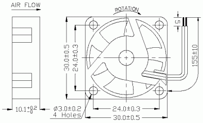 Вентилятор KF0310B5HR-R (2 провода, Авторестарт без сигнального провода)