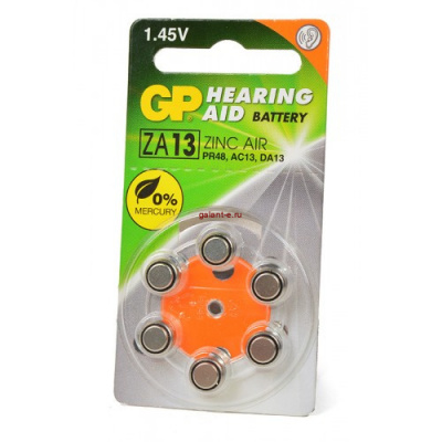 Элемент питания GP Hearing Aid ZA13F-D6 ZA13 BL6