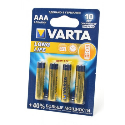 VARTA LONGLIFE 4103 LR03 BL4, элемент питания, батарейка